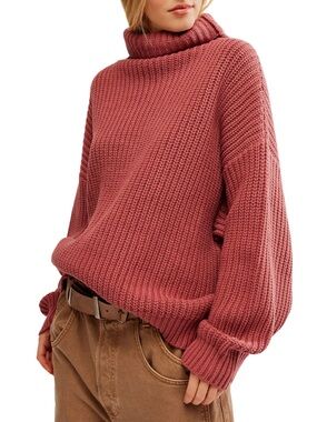 Free People Swim Too Deep oversized Pullover Dusty Rose Marsala Size XS New
